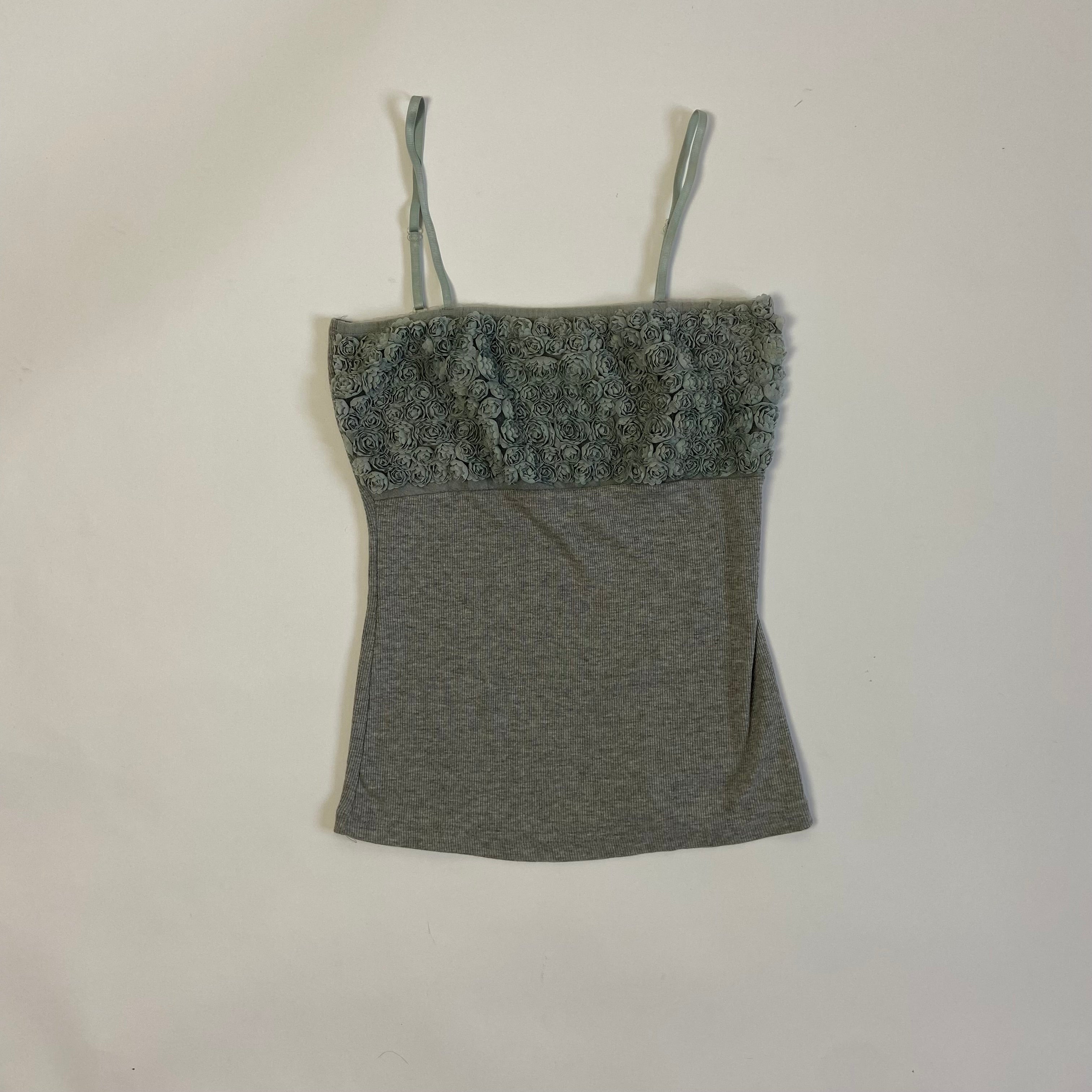 00s Embellished Floral Ribbed Cami - Size M - Funky Cat