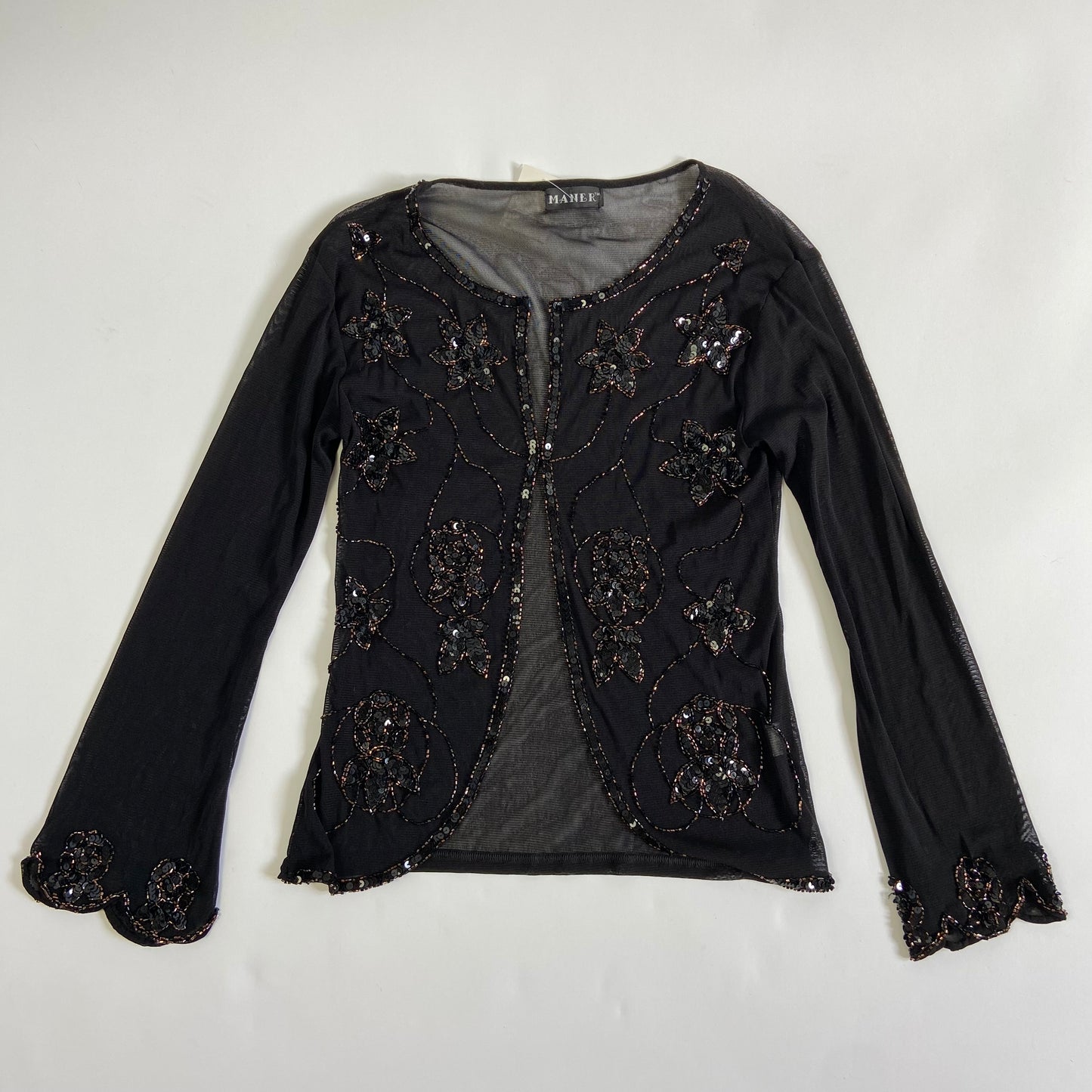 00s Sequin Embellished Mesh Top - Size M/L