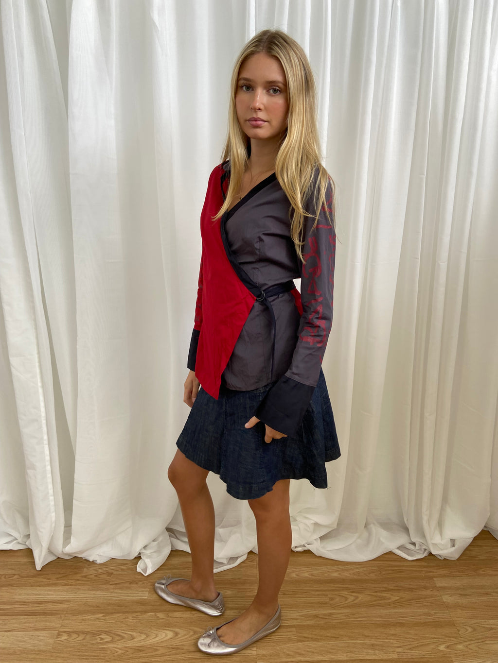 Cop Copine Graphic Print Wrap Shirt - Size M