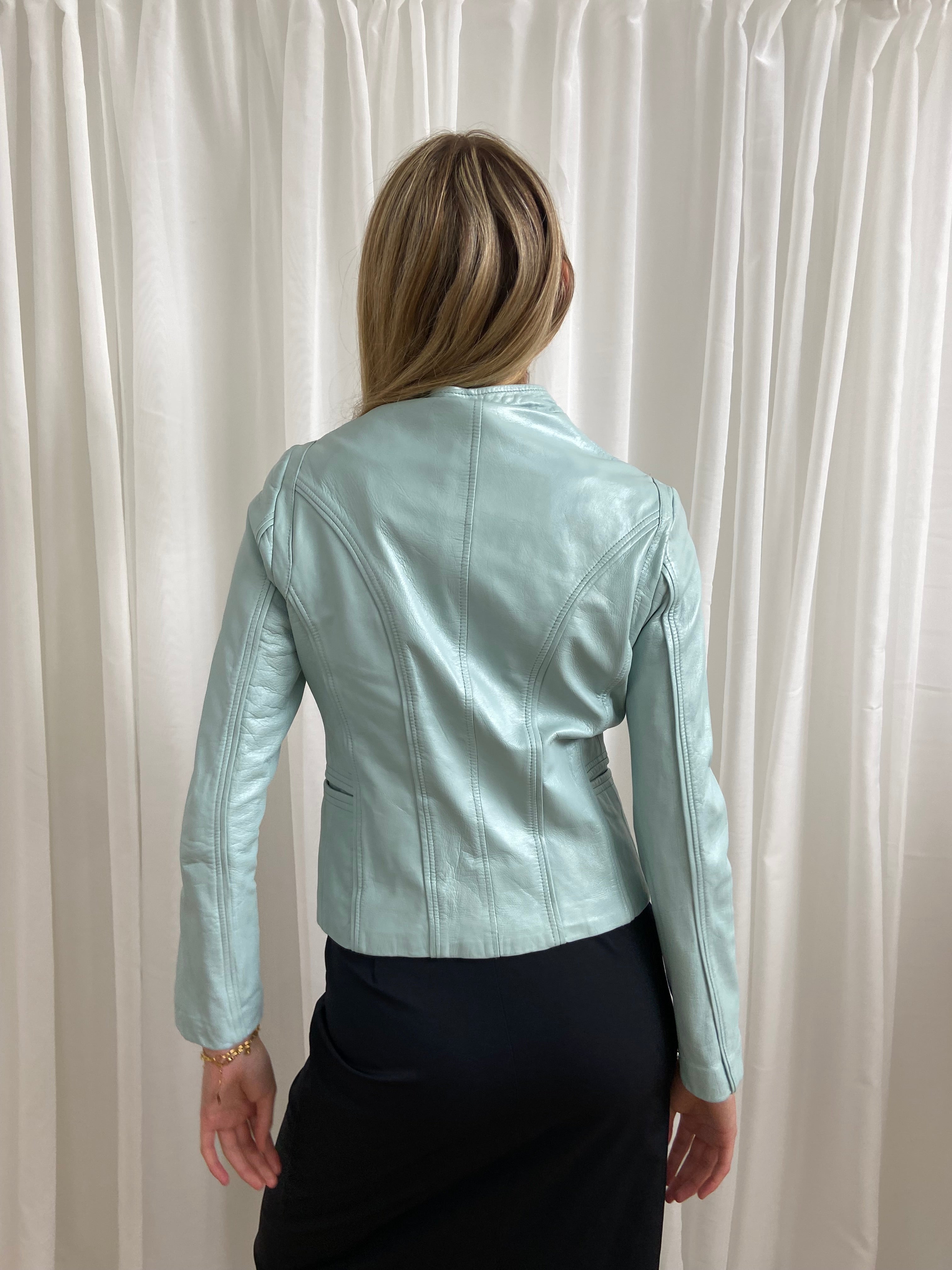 Vintage 00s Button Up Leather Jacket - Size XS/S - Funky Cat