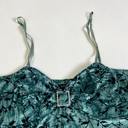 90s Velvet Diamanté Top - Size L