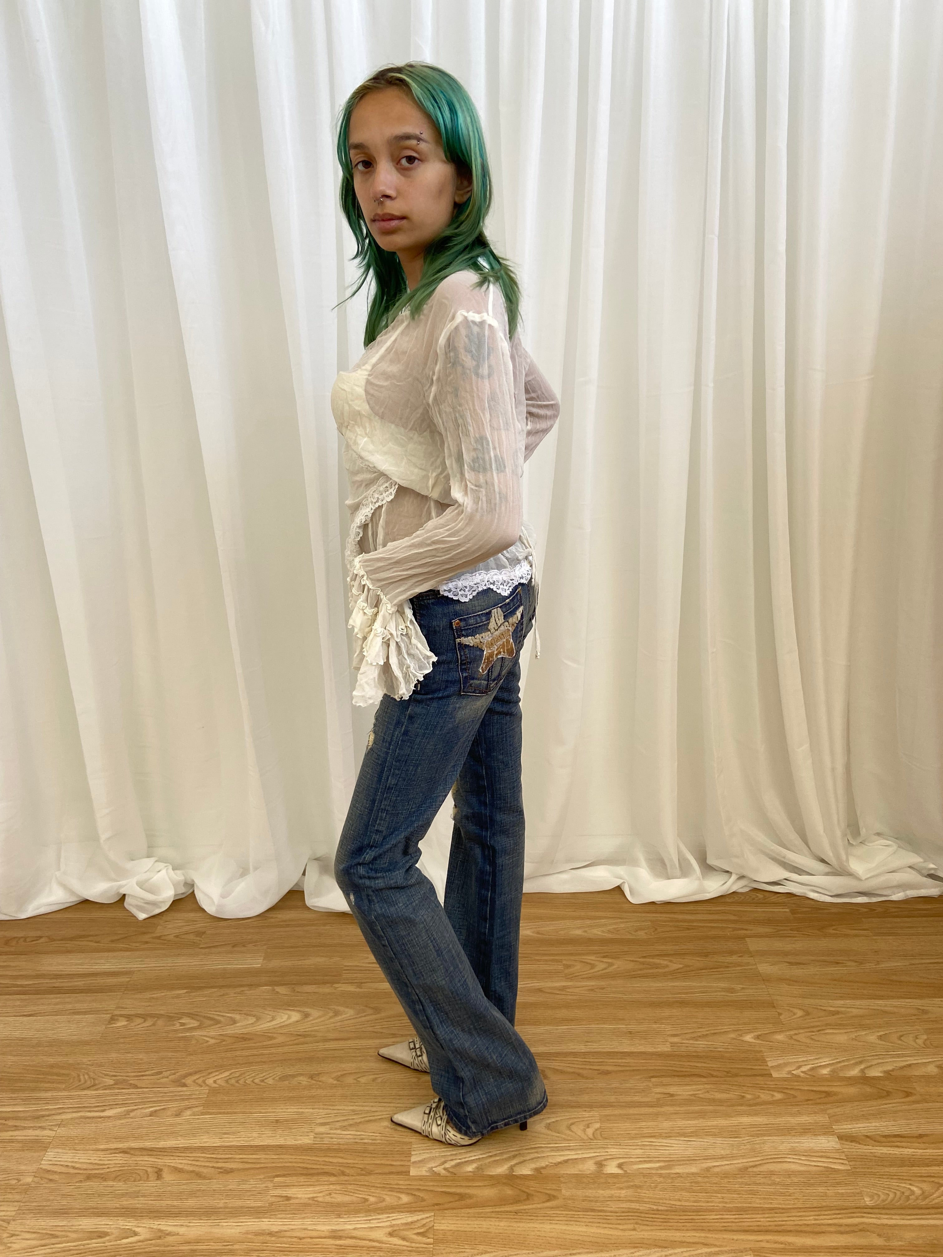Miss Sixty Bootcut Jeans With Stars - Size UK 6