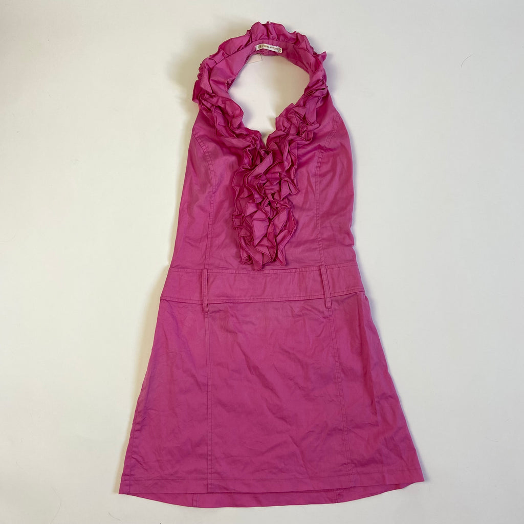 00s Pink Ruffled Halter Dress - Size S/M - Funky Cat