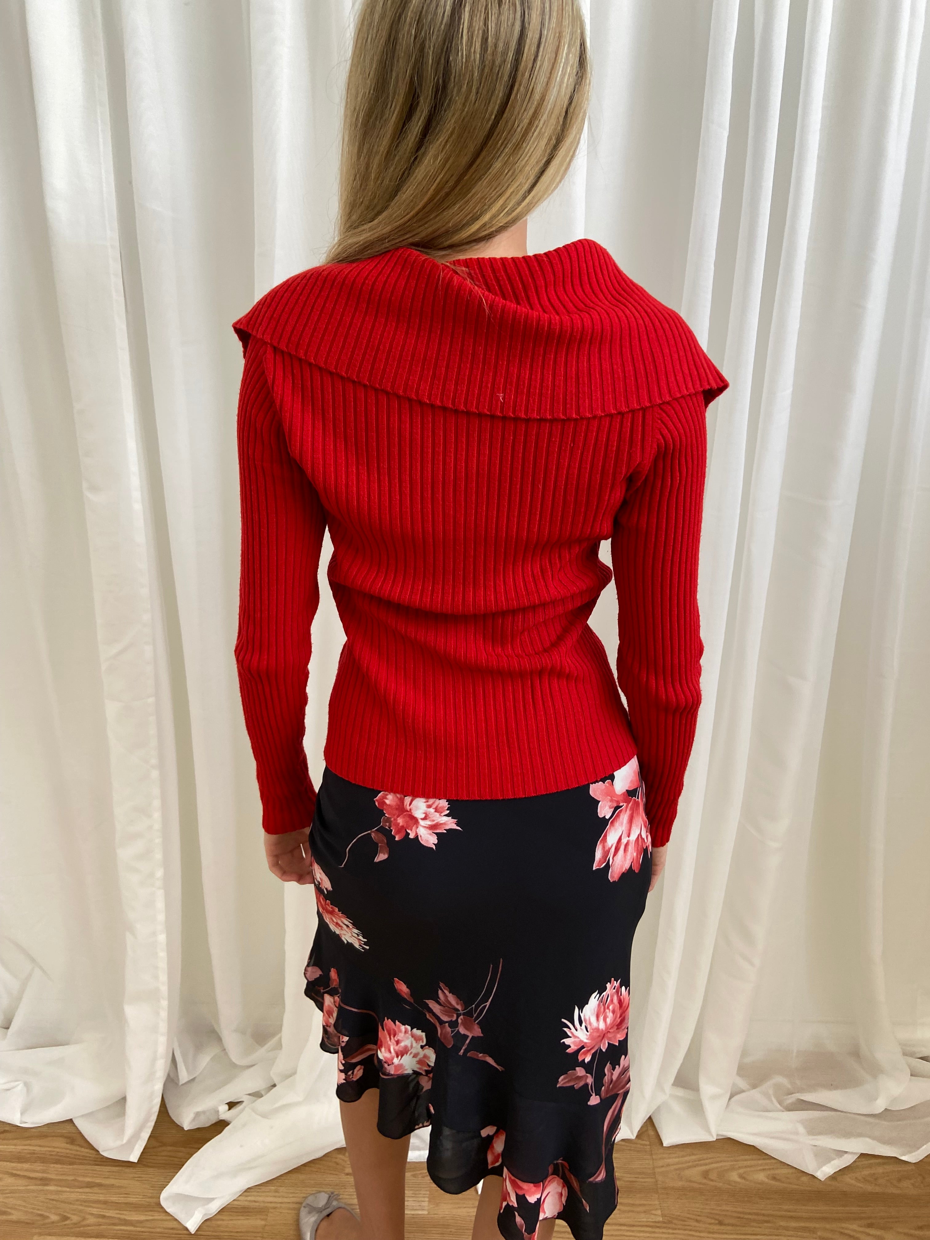 Vintage 00s Ribbed Zip Up Jumper - Size S