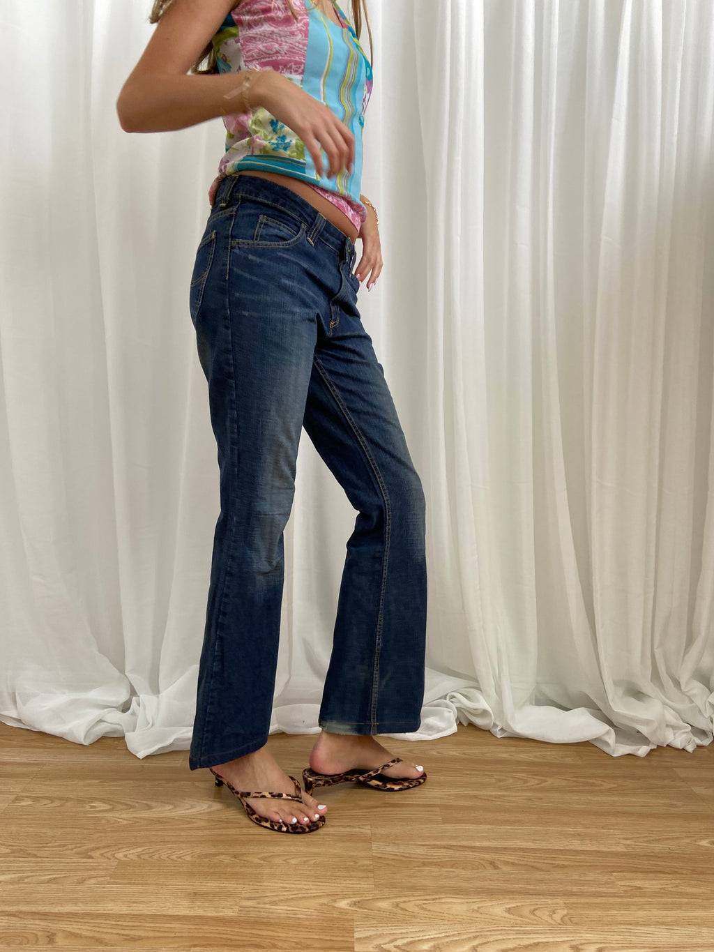 Vintage 00s Lee Bootcut Jeans - Size 12 - Funky Cat