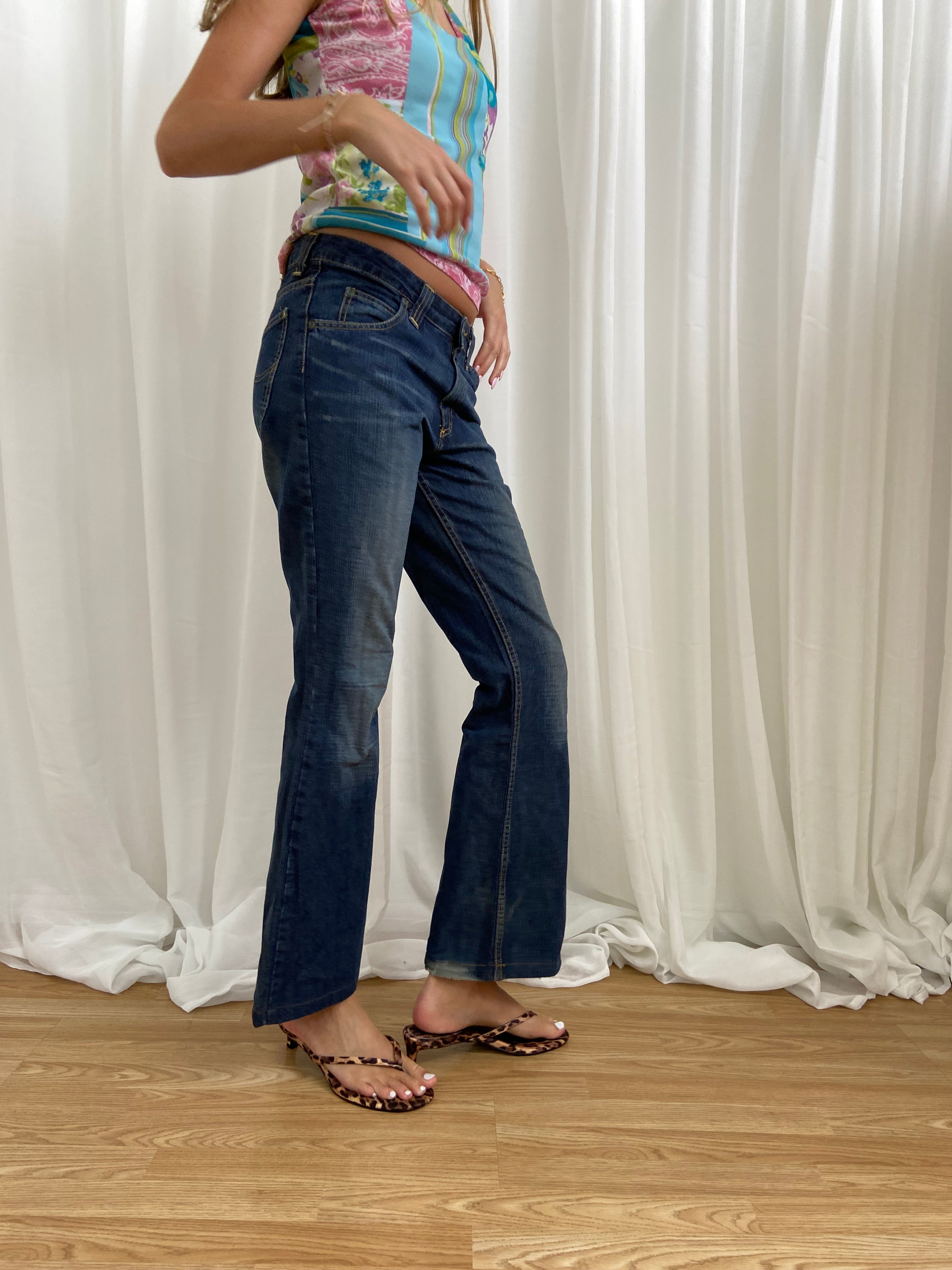Vintage 00s Lee Bootcut Jeans - Size 12 - Funky Cat