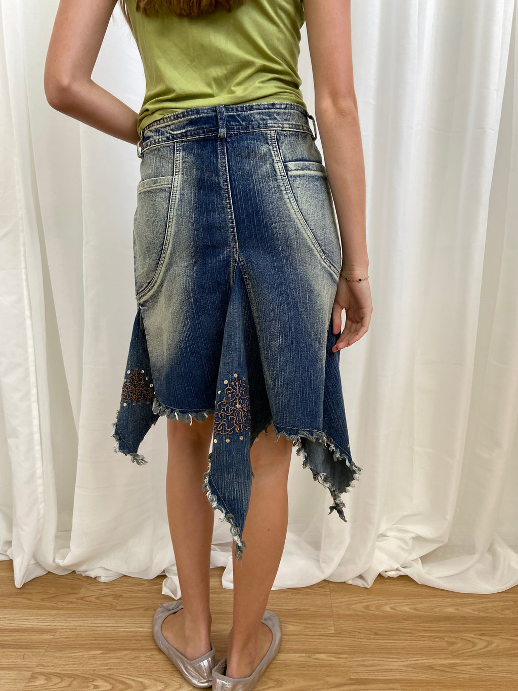Vintage 00s Asymmetrical Denim Skirt - Size L