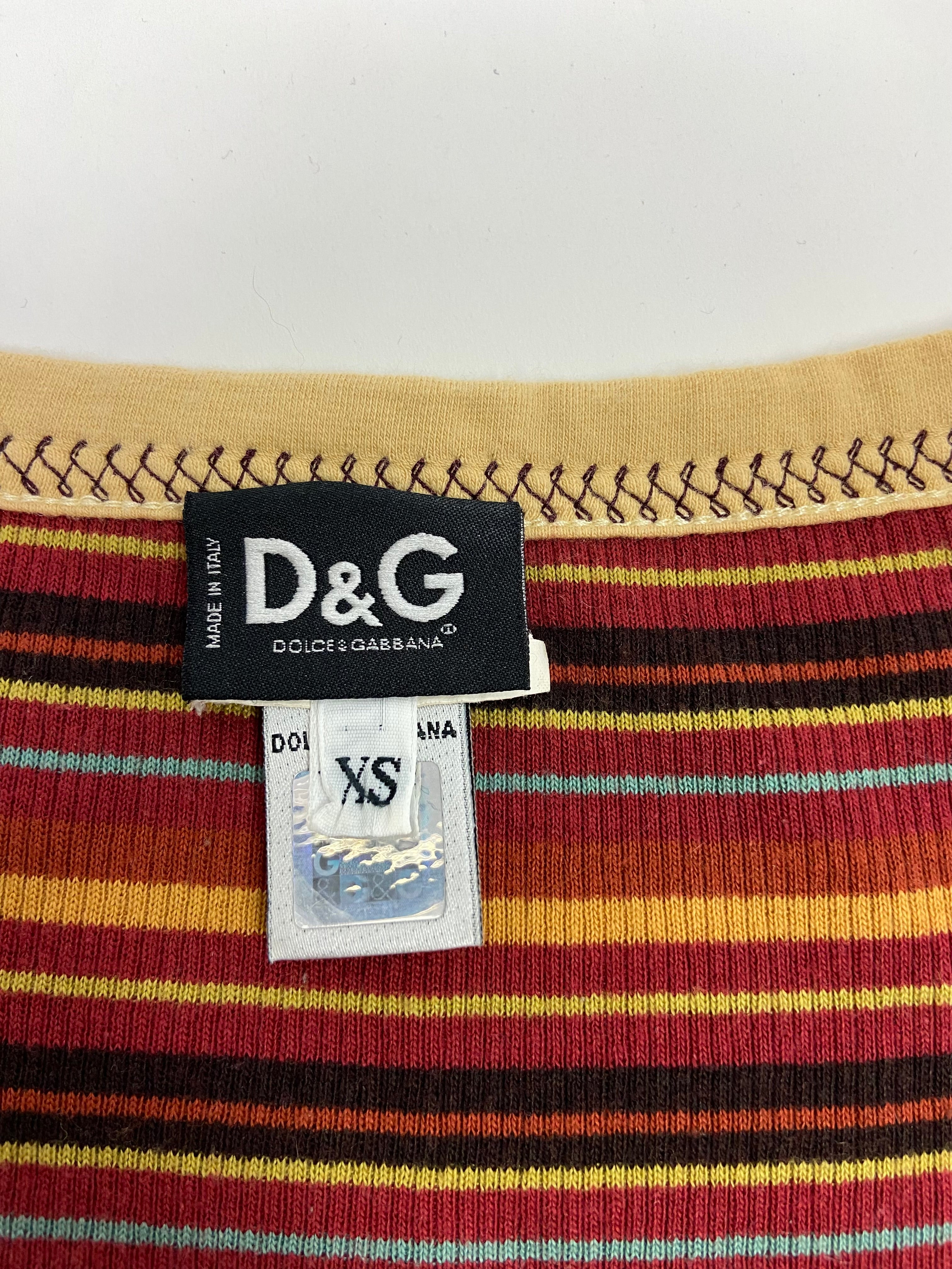 Dolce & Gabbana Multicoloured Striped T-shirt - Size XS/S - Funky Cat