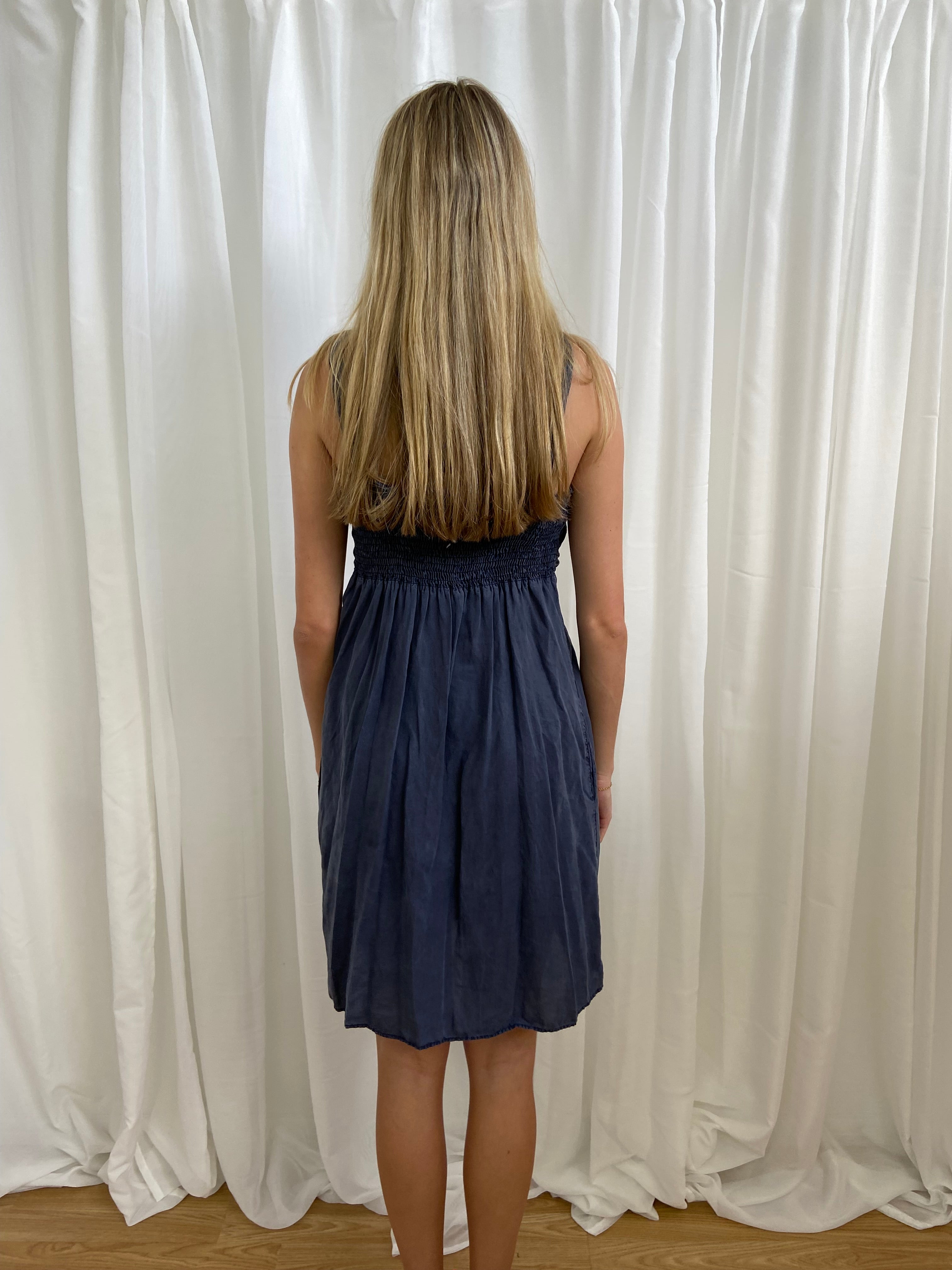 Cop Copine Blue Dress with Tie - Size S