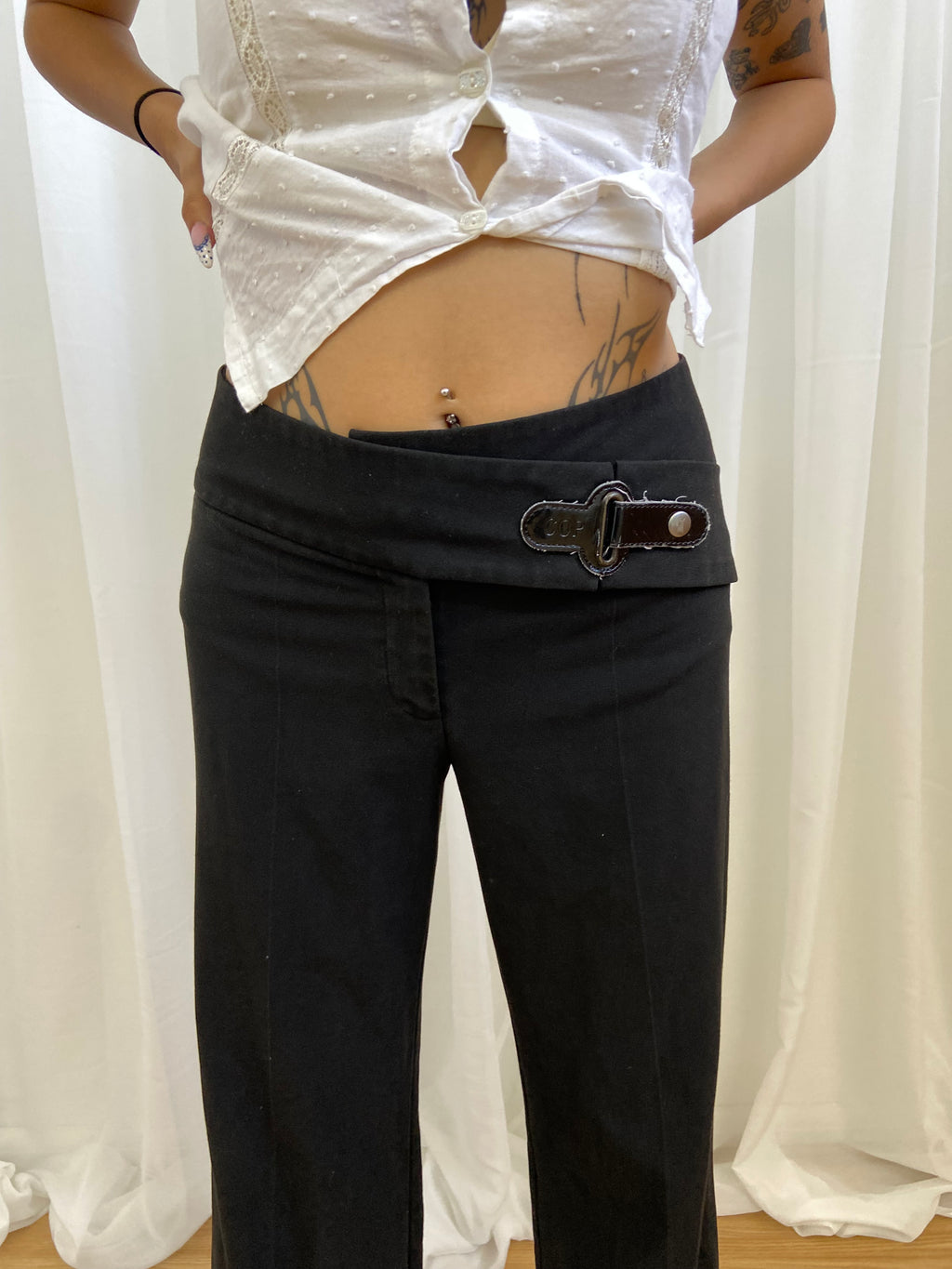 Cop Copine Buckle Wide Leg Trousers - Size XS