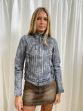 Vintage 00s Silver Leather Jacket - Size S