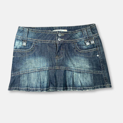 00s Denim Mini Skirt - Size M - Funky Cat