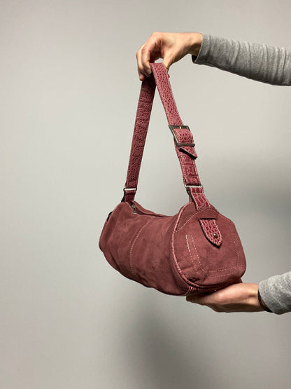 Vintage 00s Suede Baguette Buckle Handbag - Funky Cat