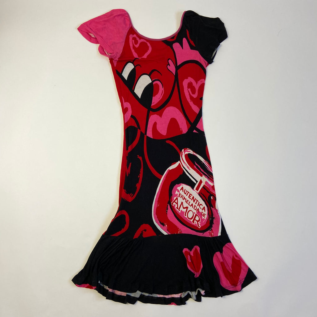 00s Graphic Ruffled Dress - Size S - Funky Cat