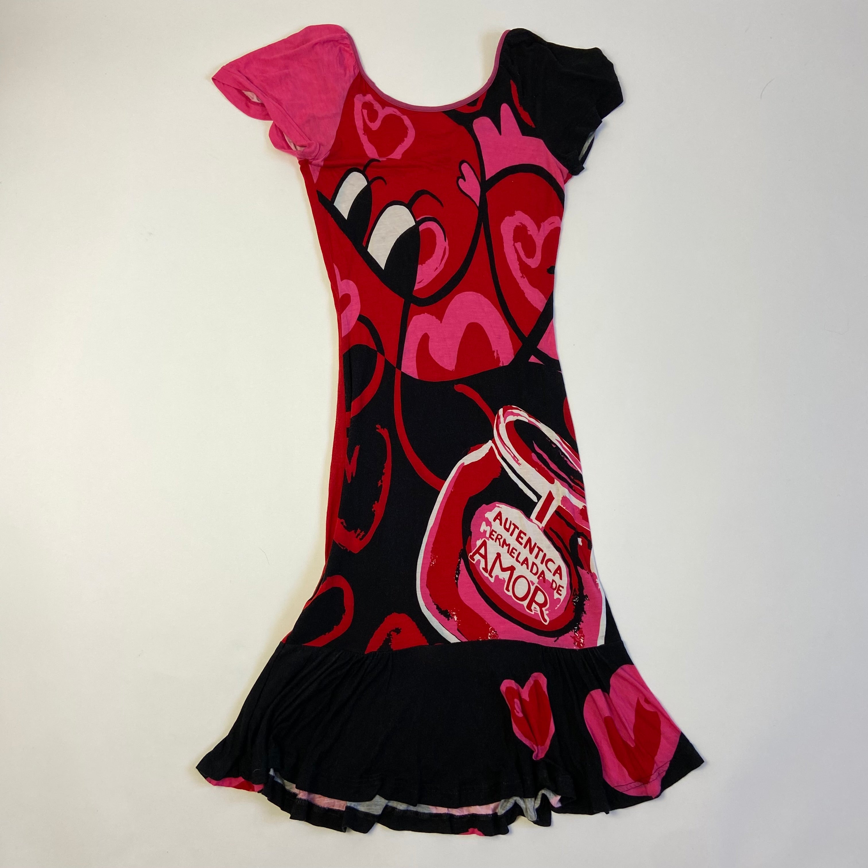 00s Graphic Ruffled Dress - Size S - Funky Cat