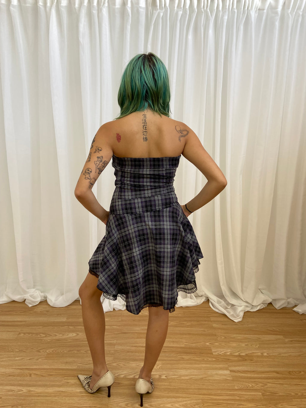 Vintage 00s Plaid Asymmetrical Dress - Size XS