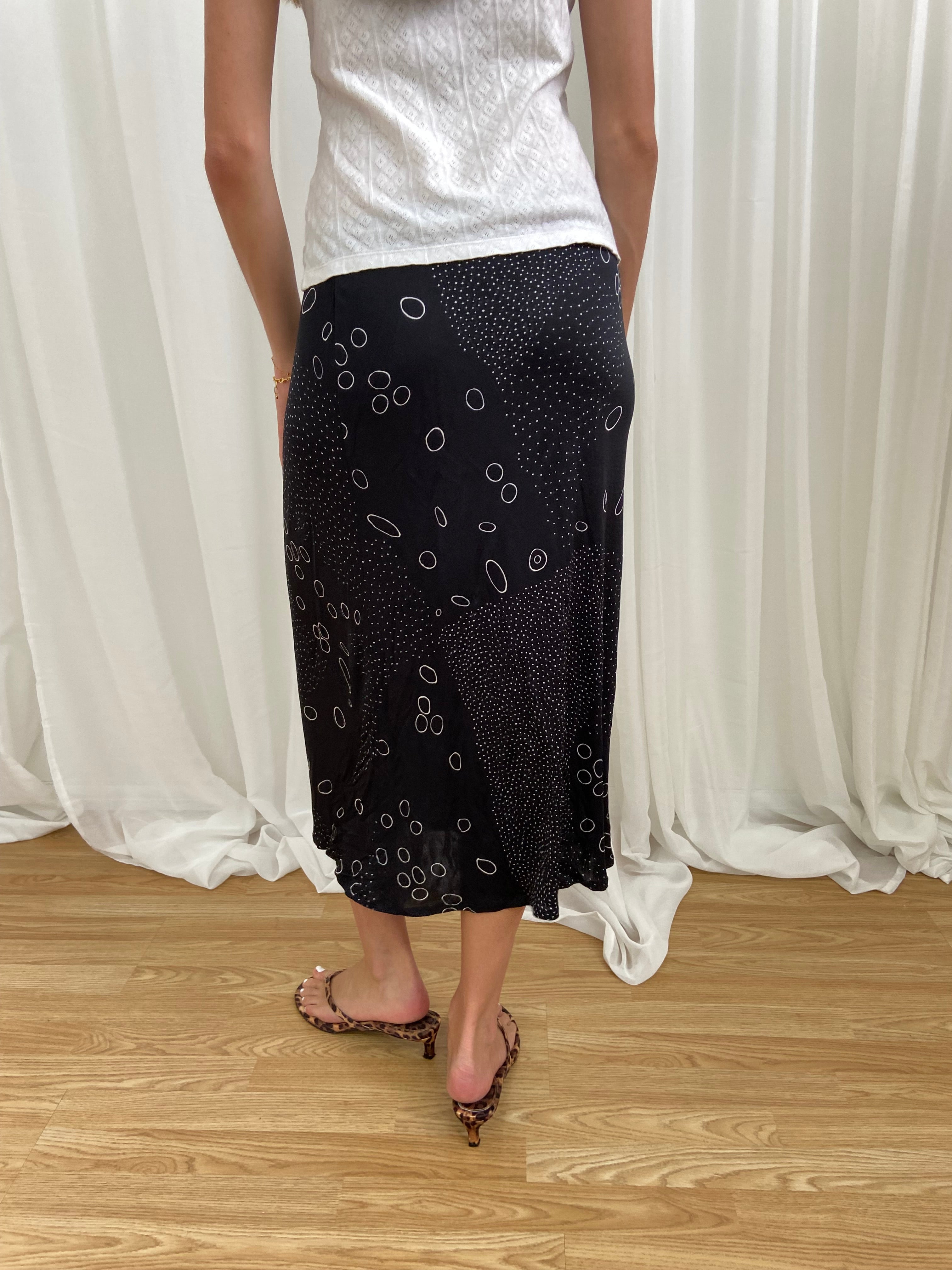 Vintage 00s Polks Dot Skirt - Size 10 - Funky Cat