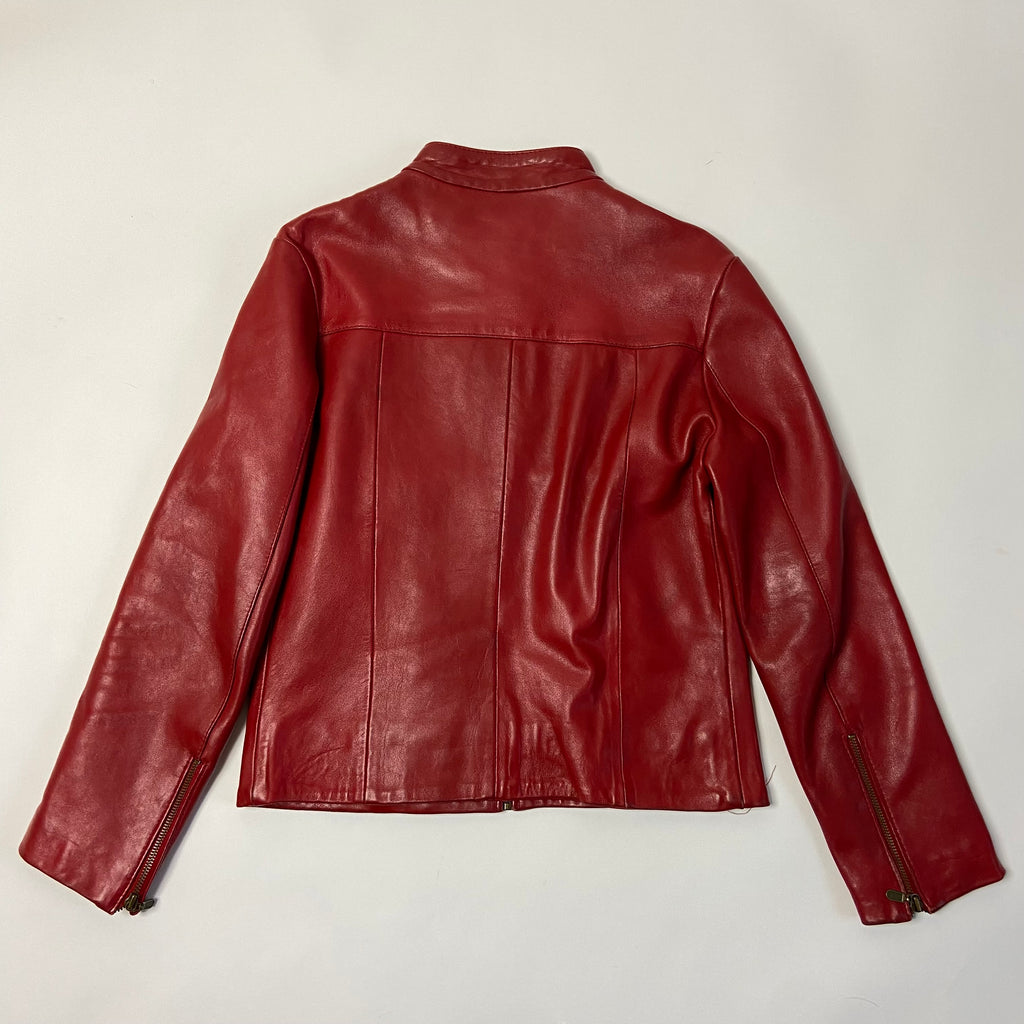 Vintage Red Leather Jacket- Size M/L - Funky Cat