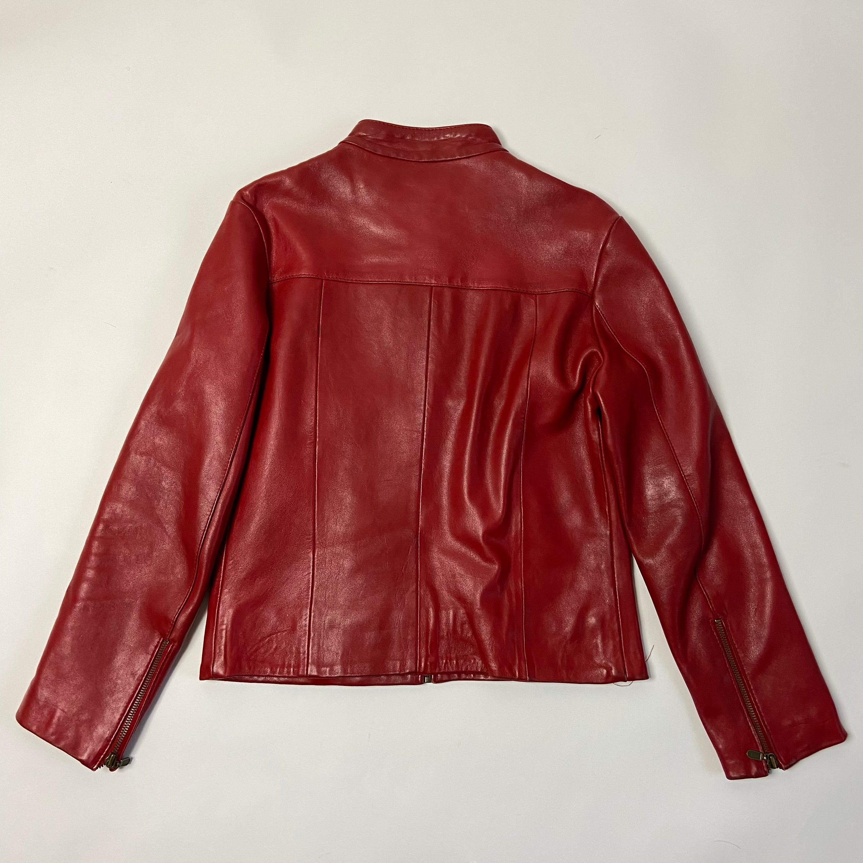 Vintage Red Leather Jacket- Size M/L - Funky Cat