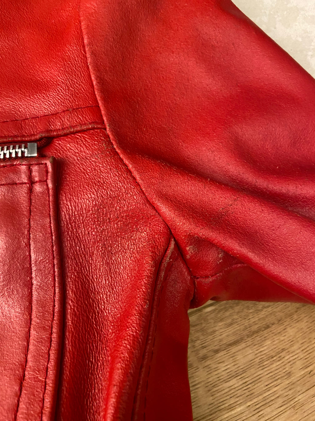 Vintage 00s Red Leather Buckle Jacket - Size XS
