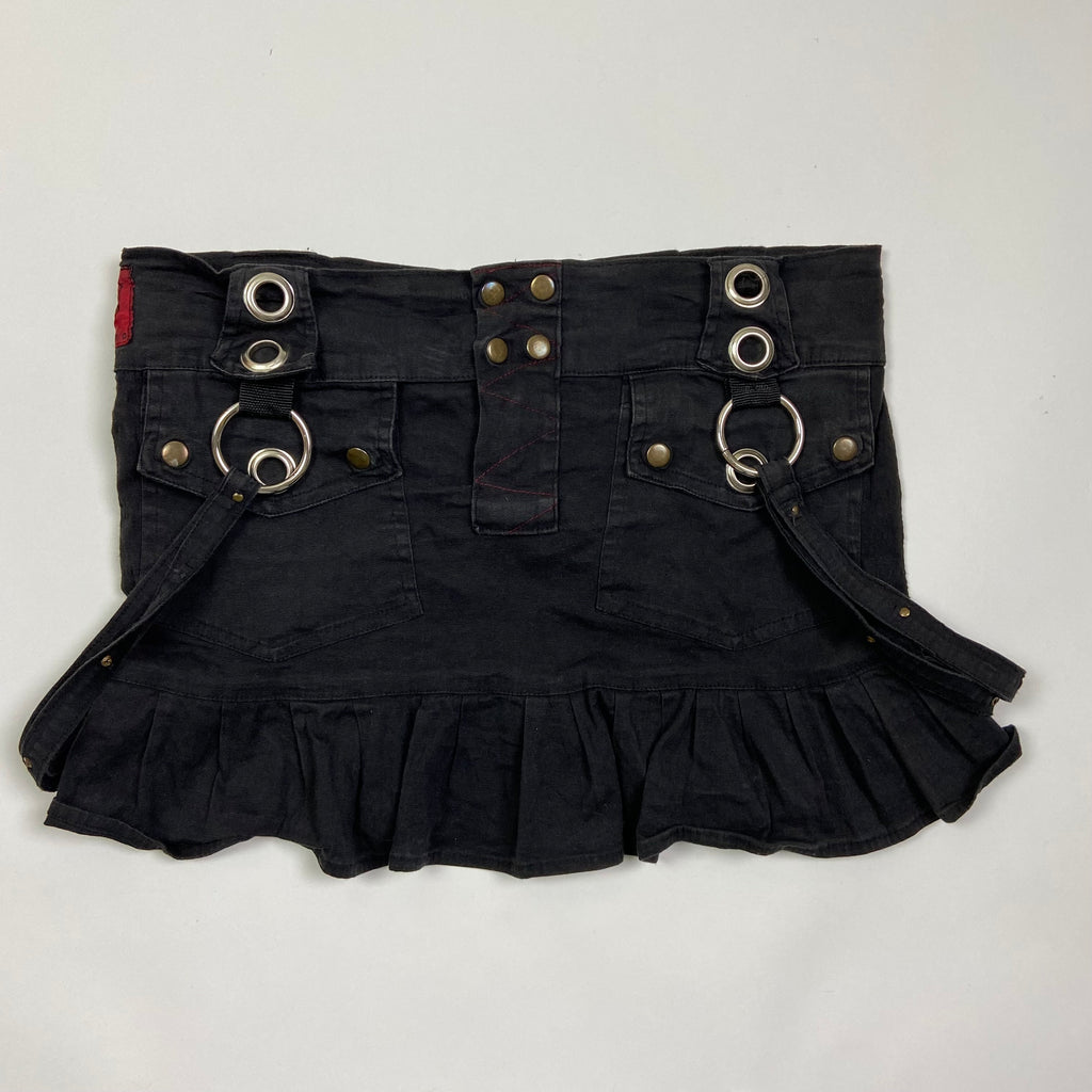 00s Ruffled Mini Skirt With Buckes - Size 6/8 - Funky Cat