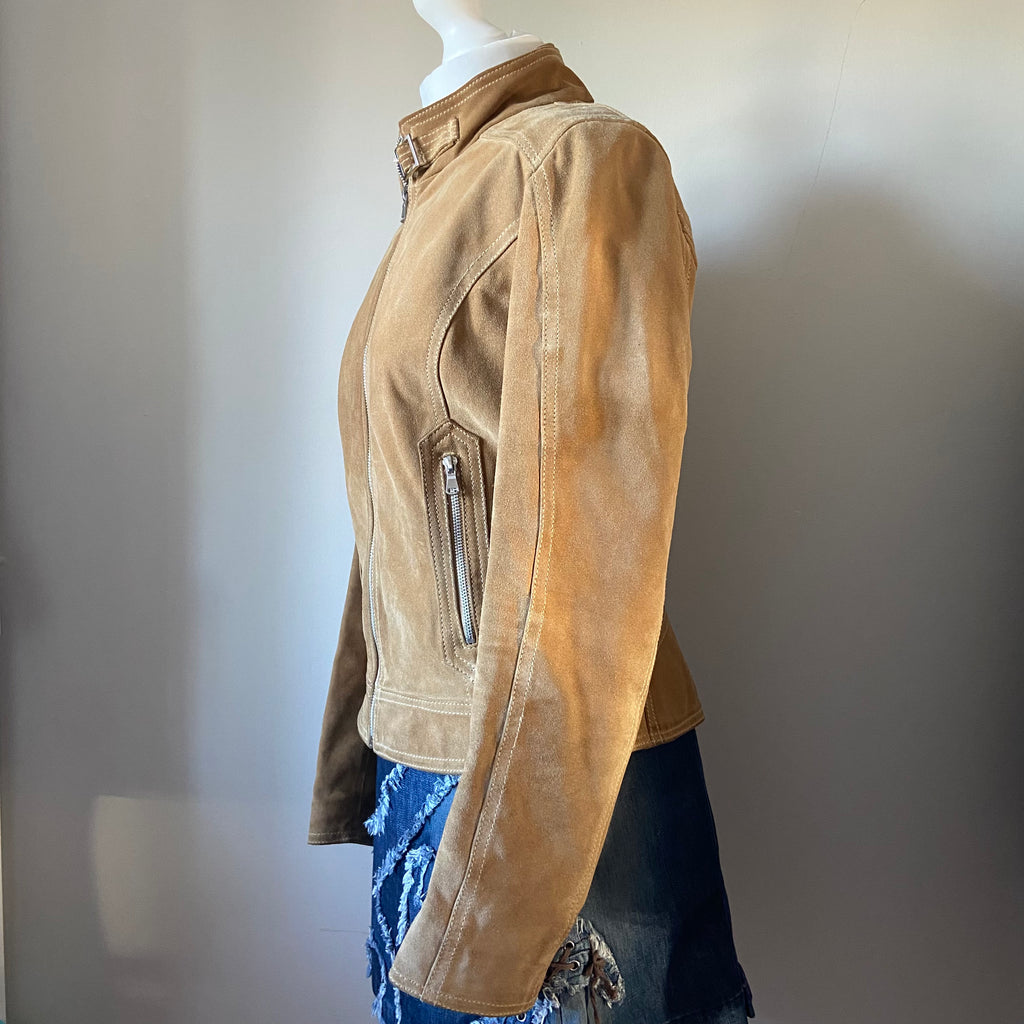 00s Suede Racer Jacket - Size S - Funky Cat