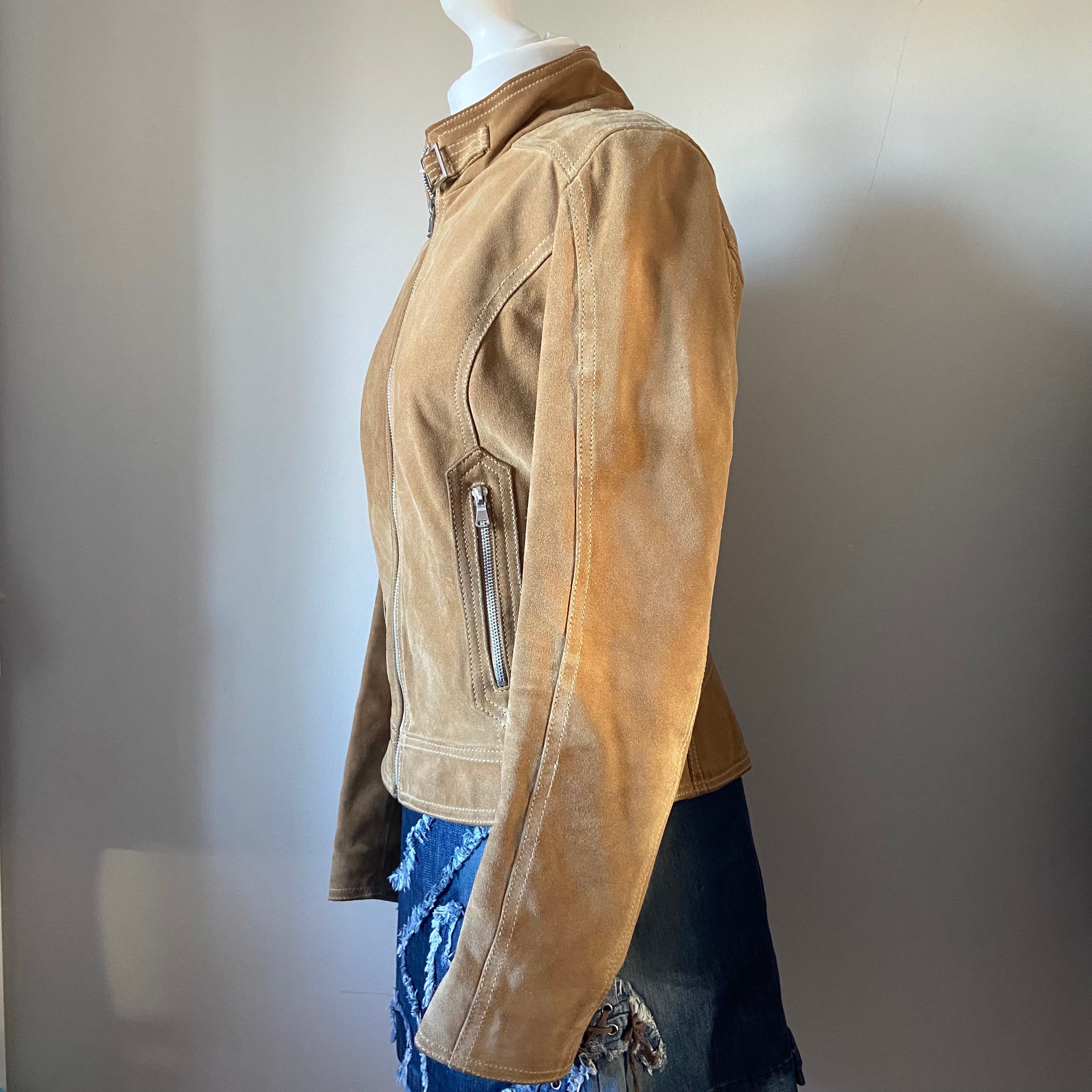 00s Suede Racer Jacket - Size S - Funky Cat