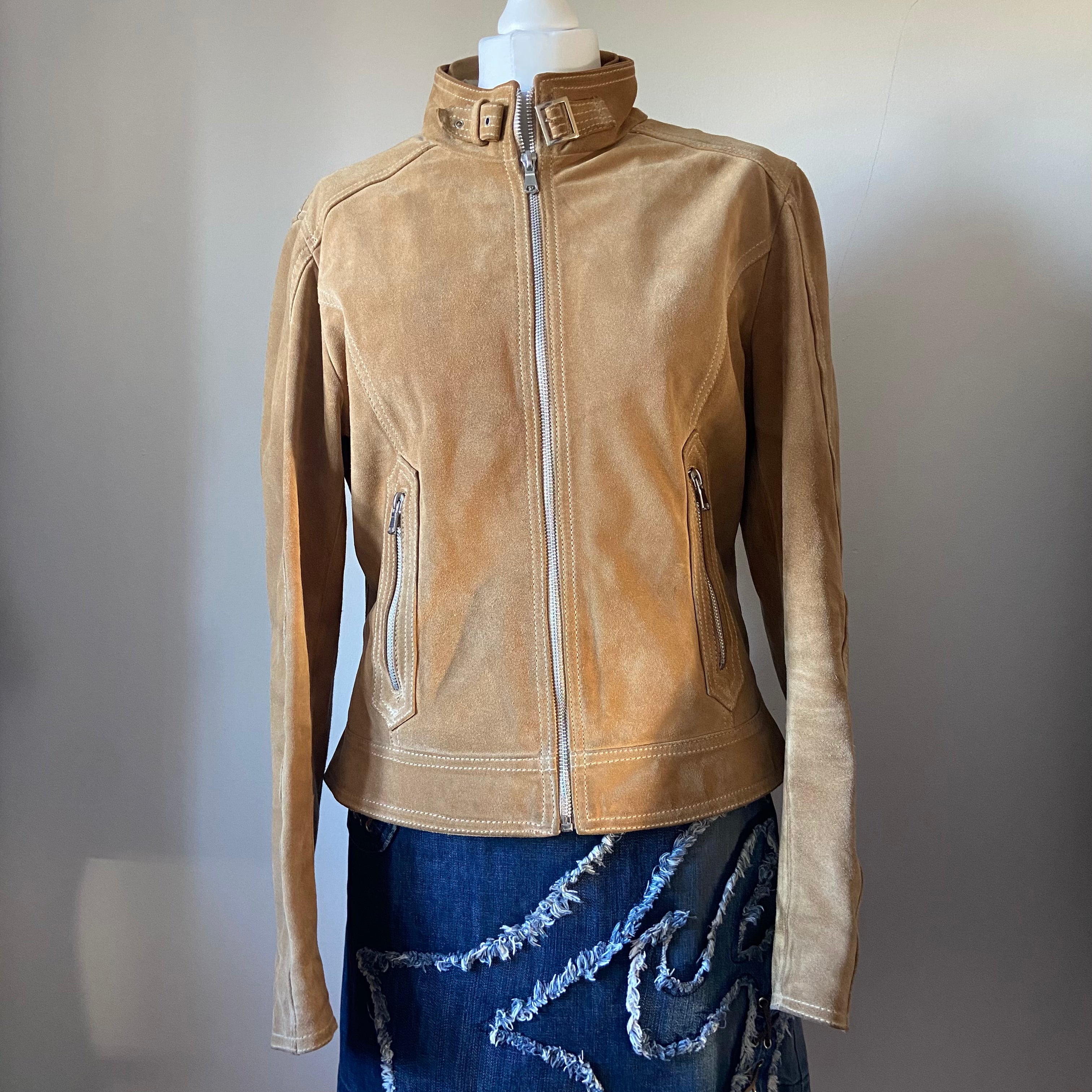 00s Suede Racer Jacket - Size S - Funky Cat