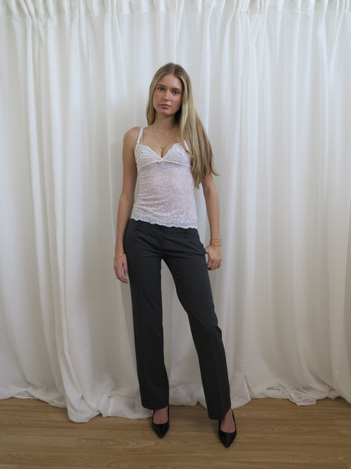 Vintage 00s Low Rise Pinstripe Trousers - Size 10 - Funky Cat