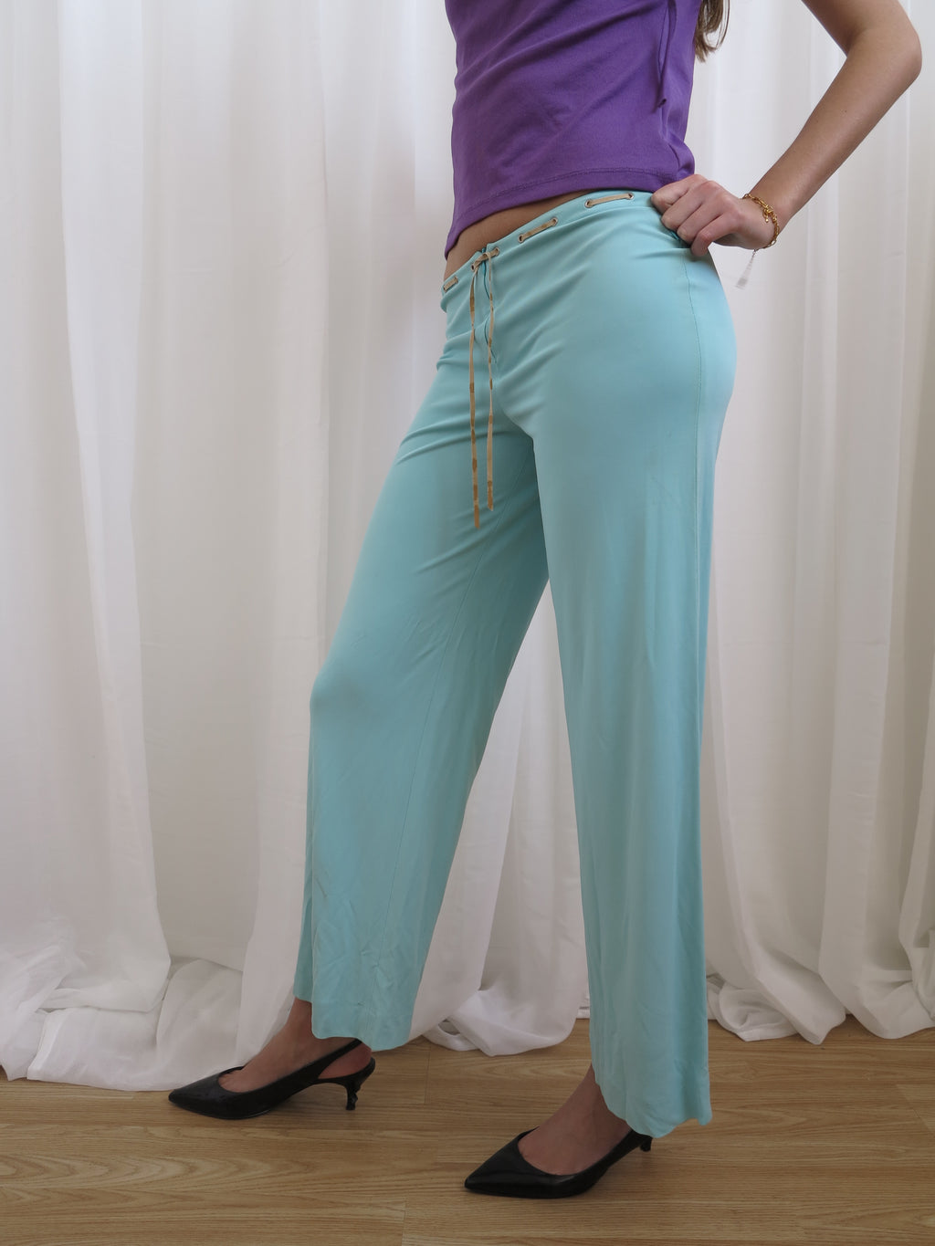 Vintage 00s Italian Designer Wide Leg Trousers - Size 8-10