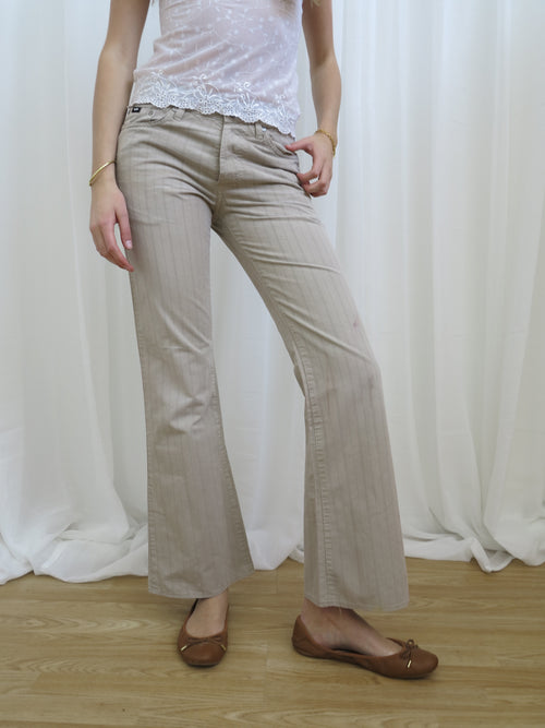 Vintage 00s Pinstripe Bootcut Trousers - Size 10 - Funky Cat
