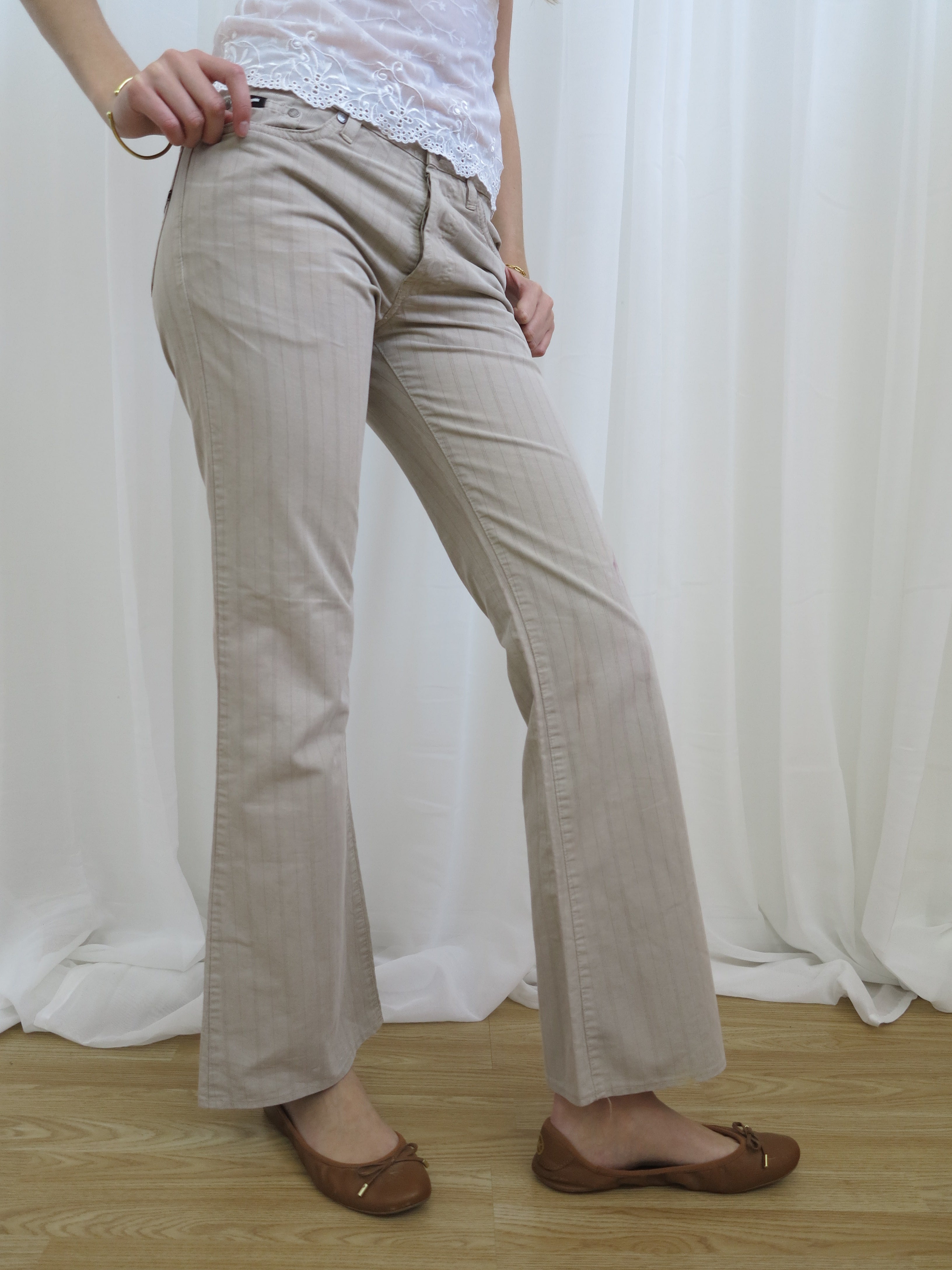 Vintage 00s Pinstripe Bootcut Trousers - Size 10