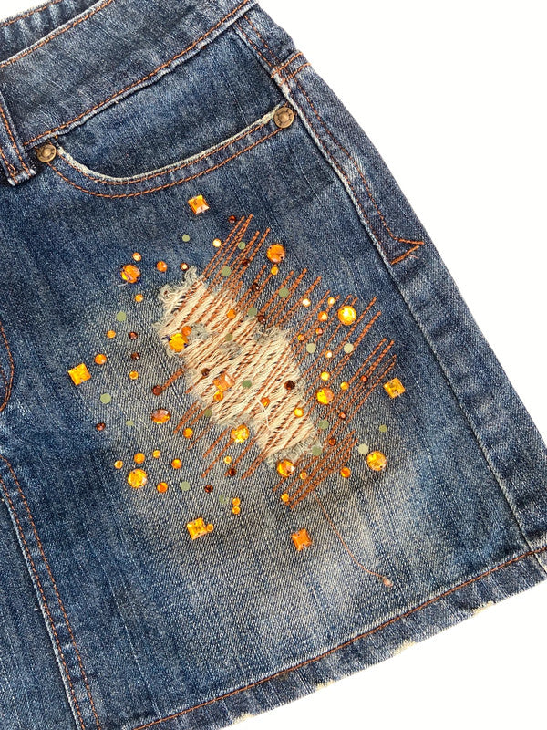 00s Embellished Low Rise Mini Skirt - Size XS - Funky Cat
