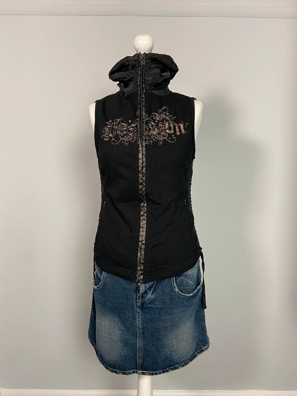 Vintage 00s Zip Up Vest - Size S - Funky Cat
