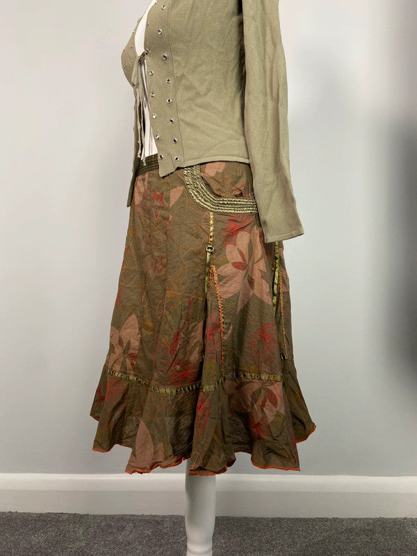 Vintage 00s Graphic Printed Skirt - Size S - Funky Cat