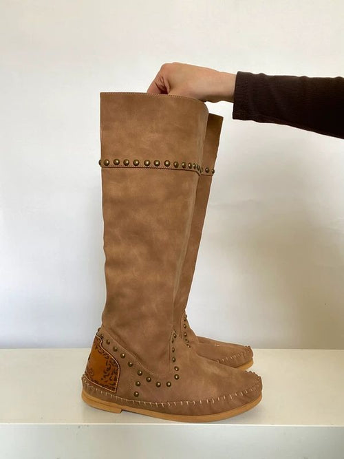 Vintage Slouchy Studded Boots Boho Hippie - Size 5 - Funky Cat