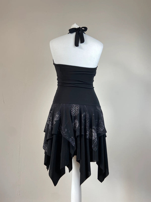 French Archival Ruffled Halter Neck Dress - Size S