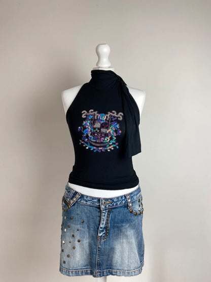 00s Sequin Halter Neck Top - Size XS/S