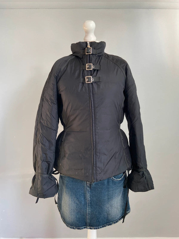 Vintage 00s Buckle Detail Puffer Bomber Jacket - Size M
