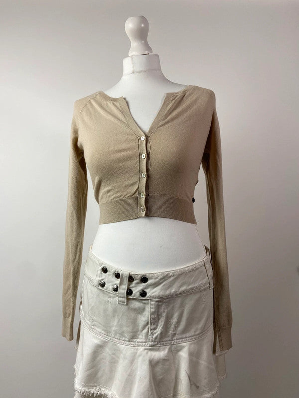 00s Beige Cropped Cardigan - Size S - Funky Cat