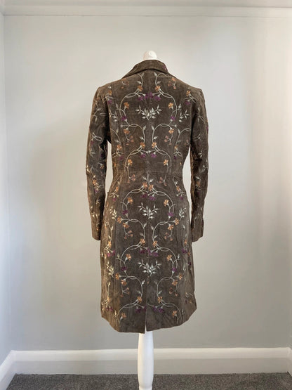 Vintage Embroidered Suede Coat - Size M