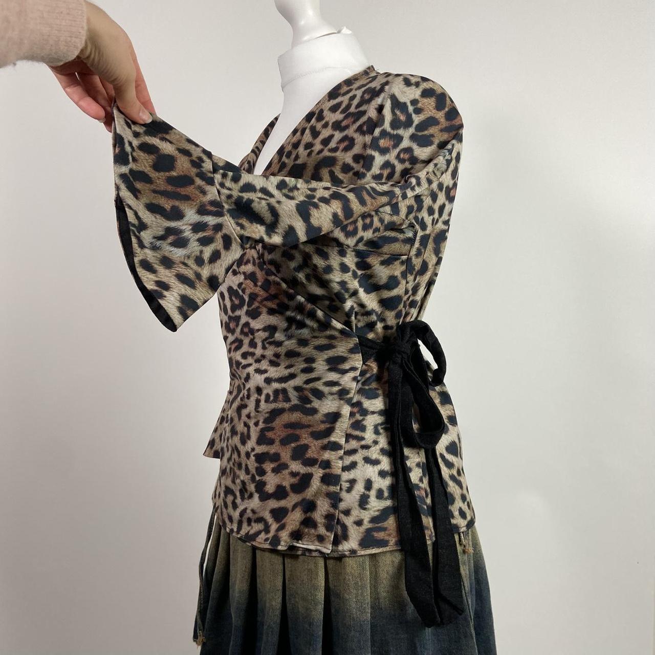 00s Leopard Print Wrap Top - Size M - Funky Cat