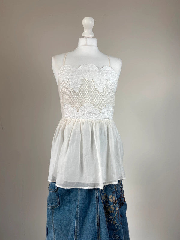 00s Babydoll Style Top - Size S - Funky Cat