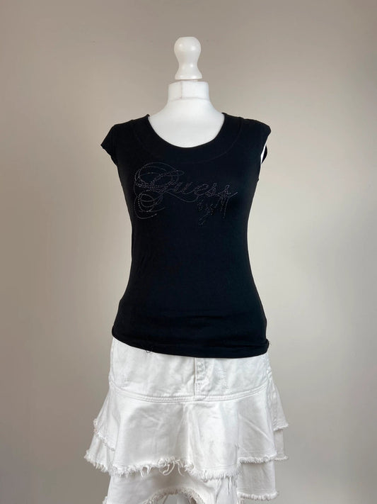 00s Guess Rhinestone Baby Tee - Size M