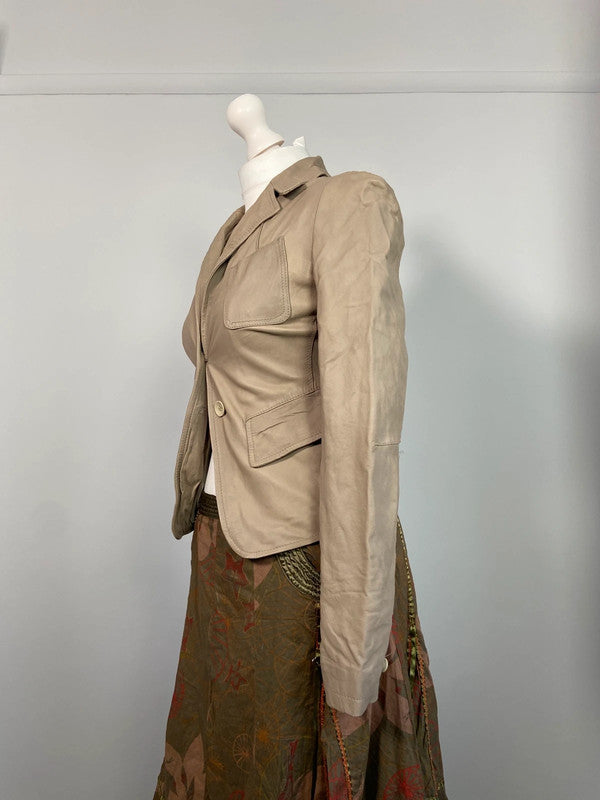 Vintage 00s Leather Blazer Jacket - Size XS - Funky Cat