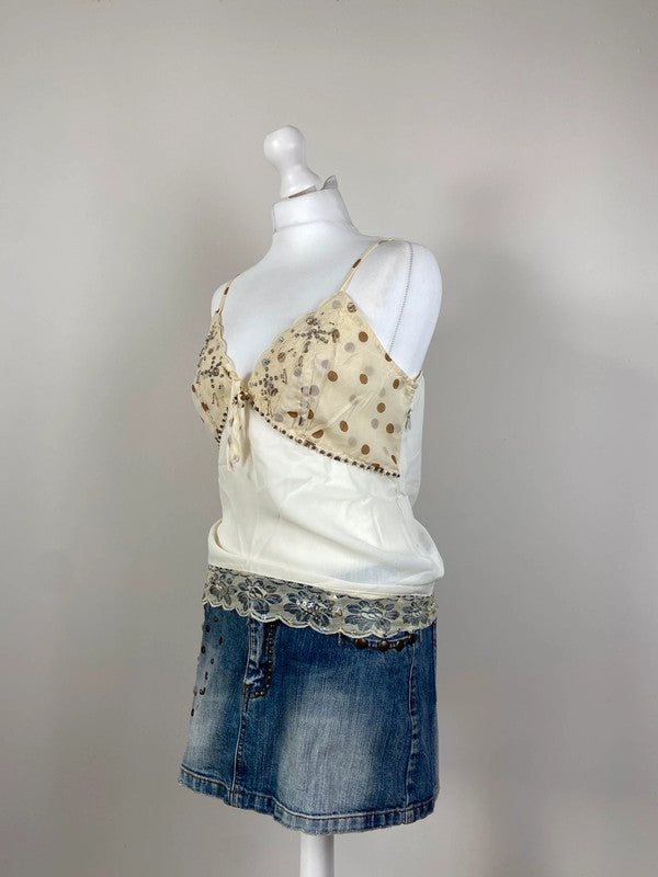 00s Polka Dot Sequin Cami Top - Size L - Funky Cat