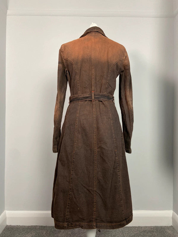 Vintage 00s Brown Denim Trench Coat - Size M