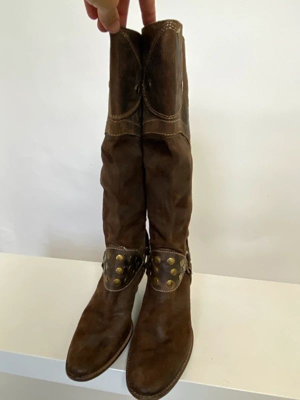 Vintage Boho Studded Cowboy Boots - Size UK 5