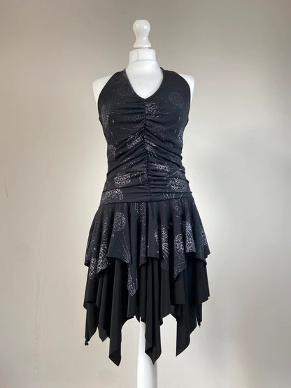 French Archival Ruffled Halter Neck Dress - Size S