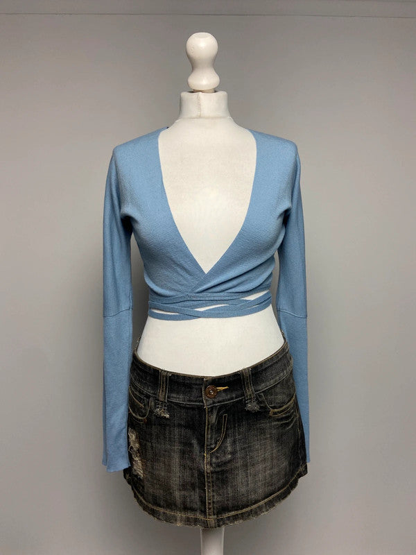 Vintage 00s Wrap Top - Size S/M - Funky Cat